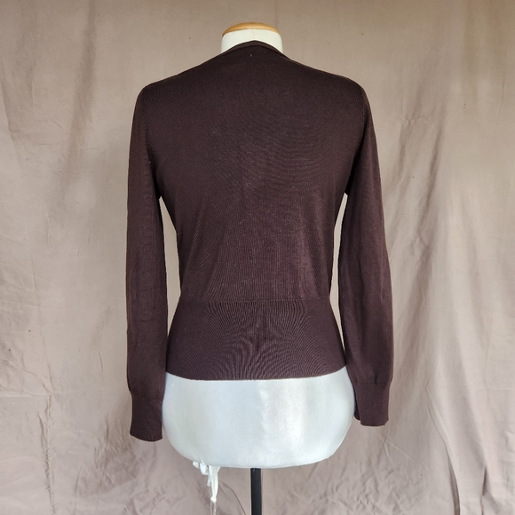 Brown V-Neck Cardigan - Picture 2 of 5
